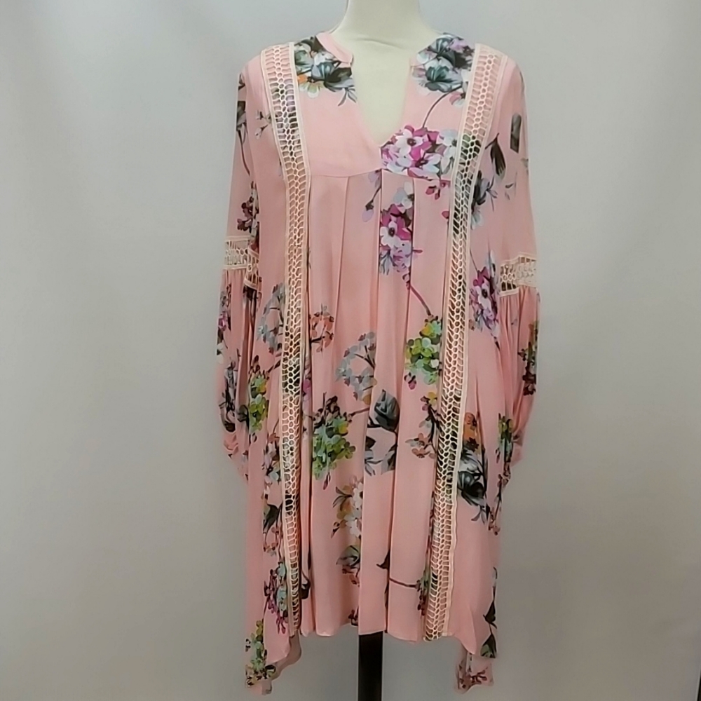 Pink boho floral dress